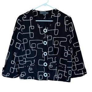 Josephine Chaus Linen Blend Black Button Down Jacket 12